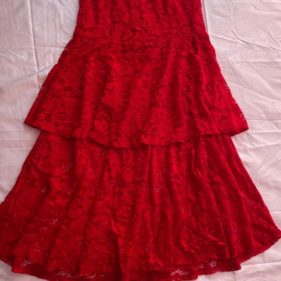 Fashion Nova Red Elegant Lace Maxi Dress - Picture 2 of 4